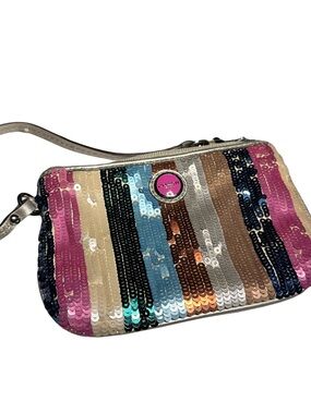 Coach Multicolor Sequin Wristlet in Pink, Blue, Black, Gold, Brown